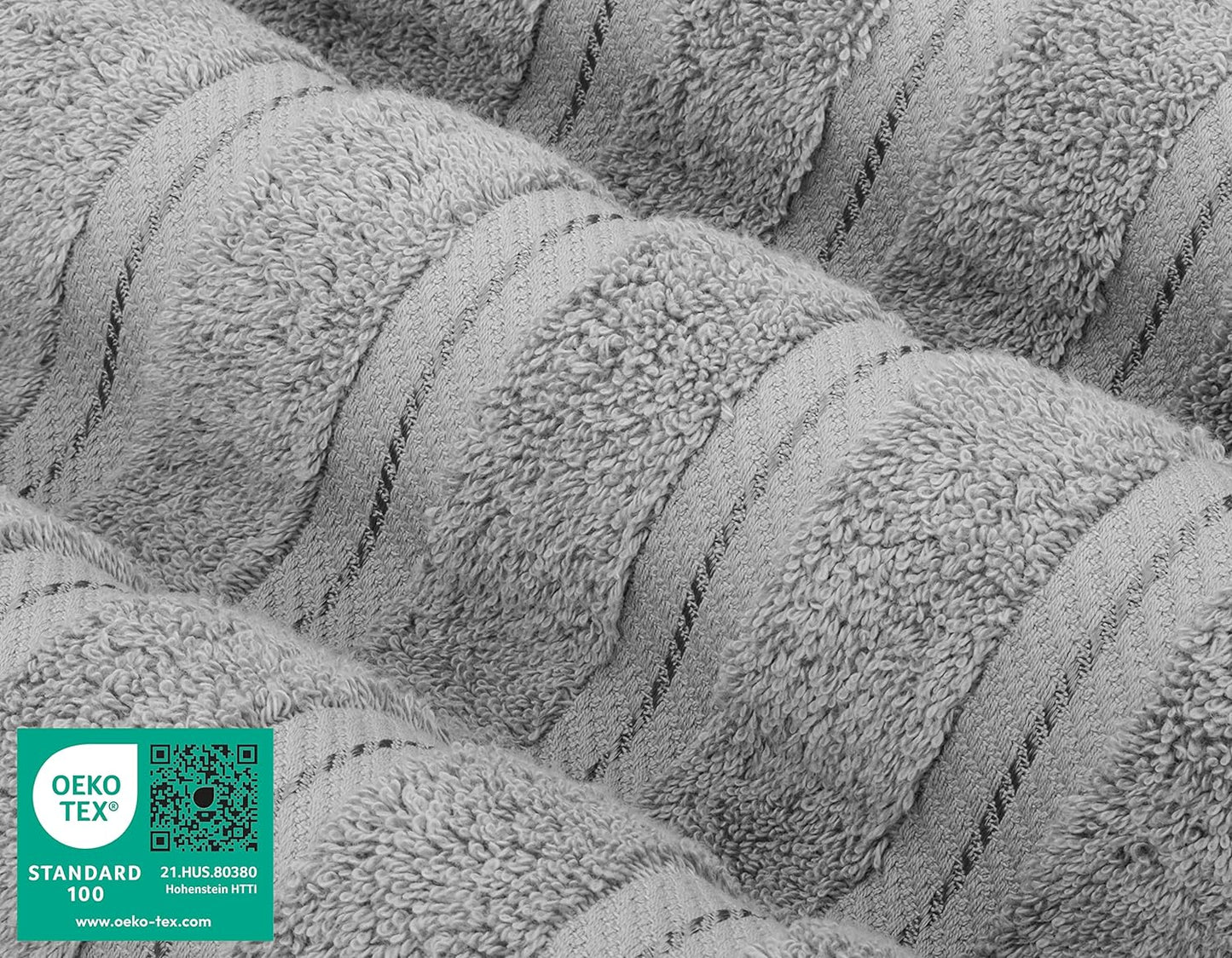 American Soft Linen Luxury 6 Piece Towel Set, 2 Bath Towels 2 Hand Towel 2 Washcloths, 600 GSM 100% Cotton Turkish Towels for Bathroom, Light Grey Towel Sets