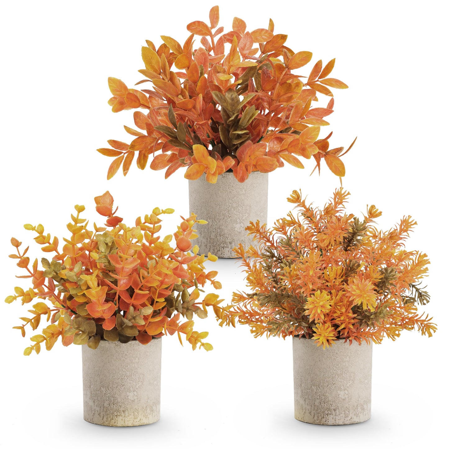 Der Rose 3 Pack Mini Potted Fake Plants Artificial Plastic Eucalyptus Plants Topiaries for Home Office Desk Farmhouse Room Bathroom Decor