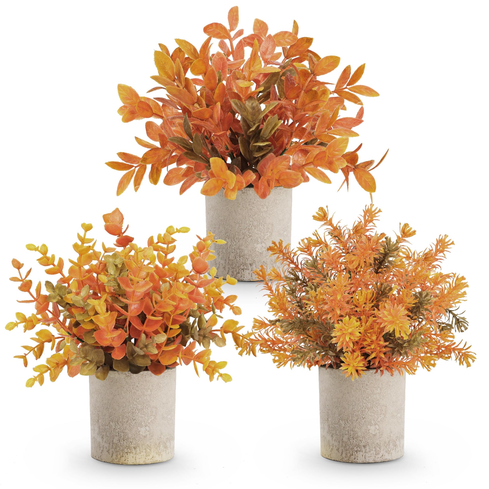 Der Rose 3 Pack Mini Potted Fake Plants Artificial Plastic Eucalyptus Plants Topiaries for Home Office Desk Farmhouse Room Bathroom Decor