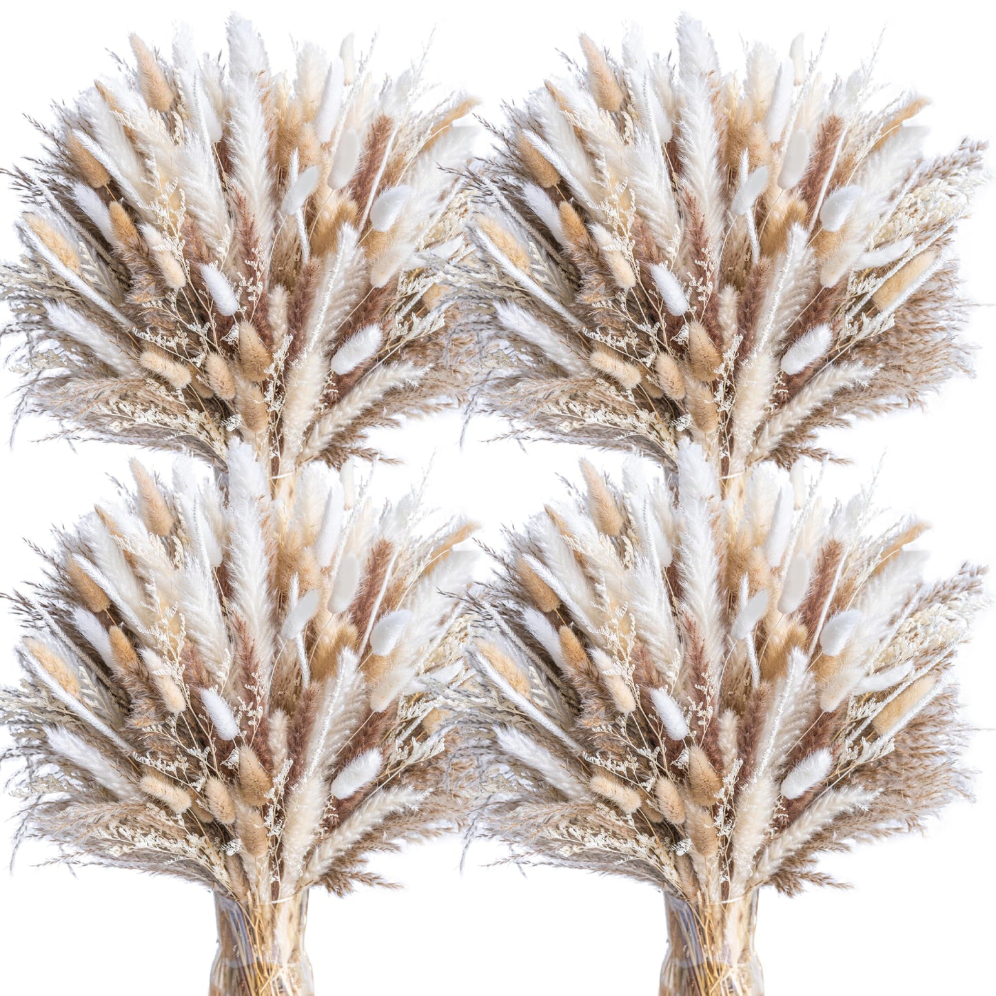 96PCS Natural Dried Pampas Grass Boho Home Decor Bouquet Phragmites Dried Flowers Bouquet for Wedding Floral Arrangements Home Decorations (96PCS)