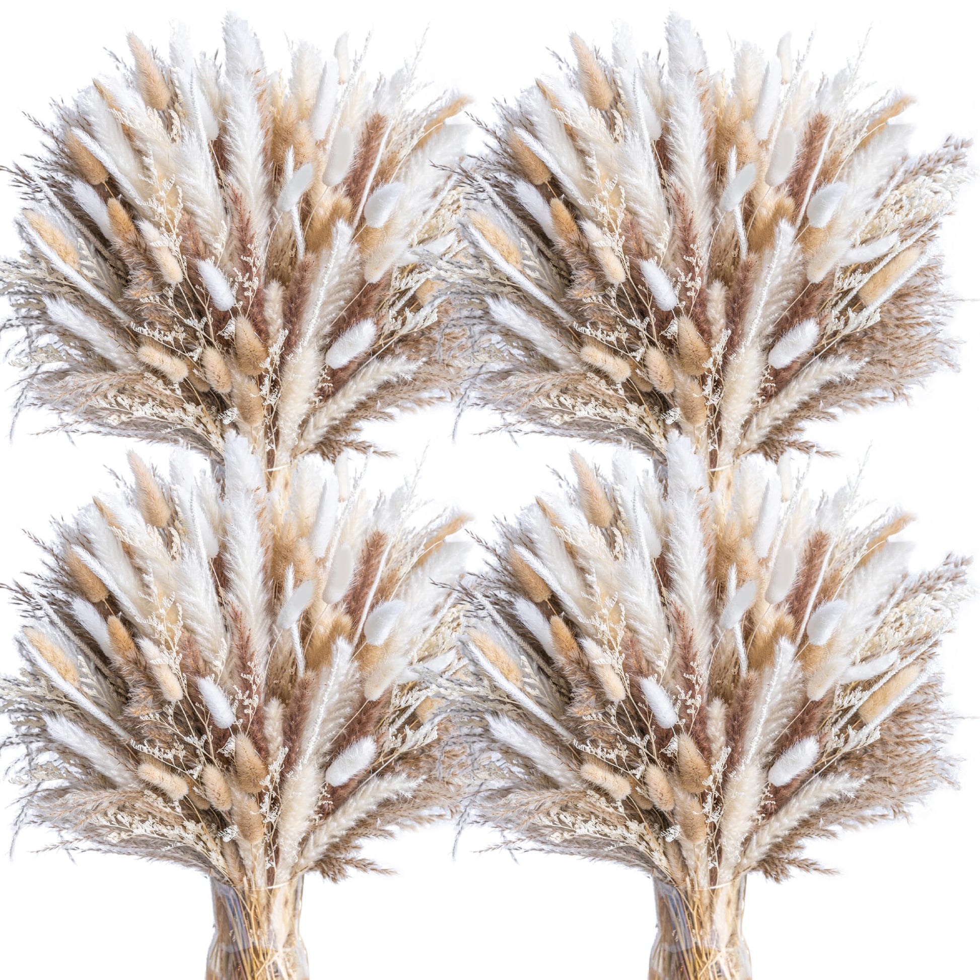 96PCS Natural Dried Pampas Grass Boho Home Decor Bouquet Phragmites Dried Flowers Bouquet for Wedding Floral Arrangements Home Decorations (96PCS)